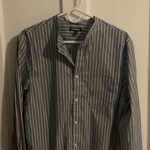Express Poplin Stripe Band Collar Shirt